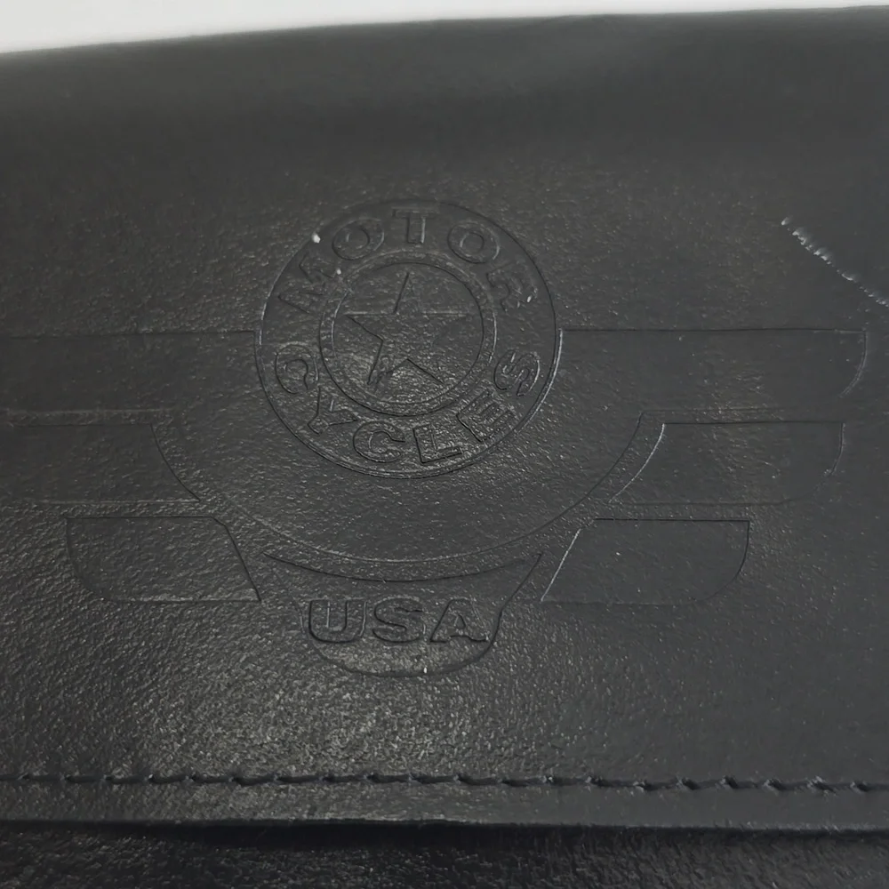 Vintage Motorcyles USA Genuine Leather Biker Trucker Black Wallet